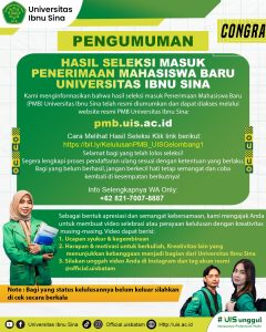 Pengumuman Hasil Seleksi Maba Gel I