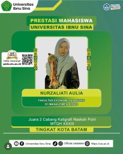 Nurzaliati Aulia Raih Juara 2 Cabang Kaligrafi Naskah Putri di MTQH XXXIII Kota Batam