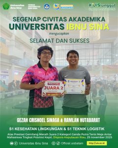 Mahasiswa UIS Raih Dua Gelar Juara pada Turnamen Tenis Meja se-Provinsi Kepri 2025